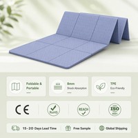 Tapis de fitness pliable portable, épais, en TPE, antidérapant, léger, pour la salle de sport, la maison, le Pilates, le camping, l'entraînement