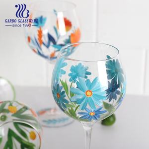 Petit mo coloré libellule fleur Artisan han-soufflé 15 oz verre nouveauté vin flûte pied verre à vin peint à la main 100 pièces - Product Image 2