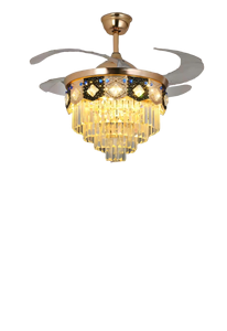 Ventilateur de plafond LED moderne en cristal avec télécommande, moteur DC, 6 vitesses, intensité variable, faible bruit, IRC 90, 4 pales, pour chambre, salle à manger, couloir - Product Image 6