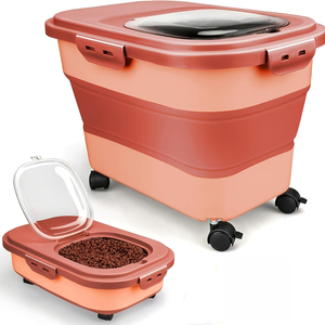 Contenedor Plegable de Plástico para Almacenamiento de Alimentos para Mascotas, Recipiente a Prueba de Polvo con Ruedas, Dispensador de Alimentos de Gran Capacidad para Viajes en Interiores - Product Image 1