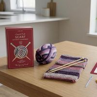 Kit complet pour la confection d'écharpes avec fil en mélange de laine couleur figues fraîches et aiguilles à tricoter, plus tutoriel vidéo en ligne pour débutants
