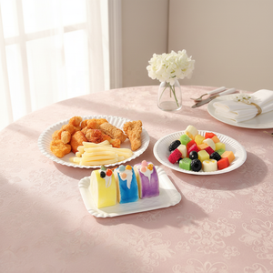 Assiettes en <span class=keywords><strong>carton</strong></span> <span class=keywords><strong>kraft</strong></span> biodégradable en gros, design personnalisé, LOGO, assiettes à salade jetables non revêtues - Product Image 5