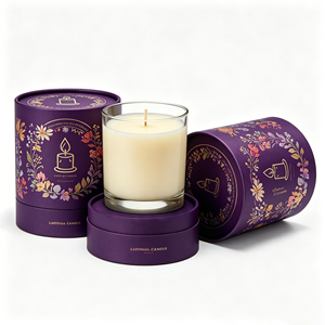 Eco Friendly Custom Printed <b>Kraft</b> Paper Candle Cylinder Tube <b>Box</b> Stackable Display Wholesale Candle Sleeve Gift <b>Box</b> with Logo - Product Image 1