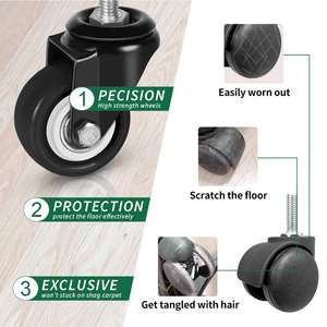 2-Zoll-Hochleistungs-PU-Lenkräder 8 T8 5/16 \ "-18x1 Schrauben durchmesser Industrie rollen muttern Einsatz satz 4 für Möbel ersatz - Product Image 2