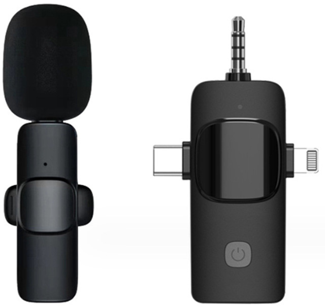 Wireless Lavalier Lapel Microphone Cordless Omnidirectional Condenser Recording Mic for Interview Video Podcast Vlog YouTube