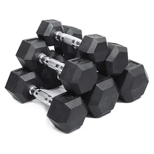 Wholesale Price China Manufacturer Home Gym 1-70 Kg 1-125 Lb Set Free Weights Cast Iron Rubber Coated Hex Hexagon Dumbbell