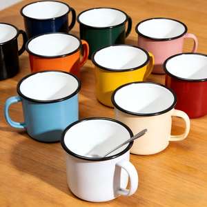 Tazas de Esmalte de Acero Metálico para <span class=keywords><strong>Café</strong></span>, Vajilla de Esmalte con Logotipo Personalizado, <span class=keywords><strong>Precio</strong></span> Económico para Promoción, para Camping - Product Image 1
