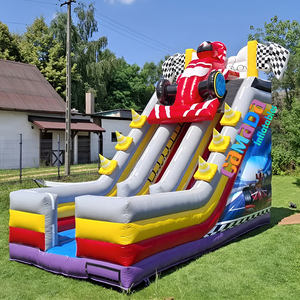 Château Gonflable Toboggan Voiture de Course Double Piste pour Enfants, Toboggan Sec, Jeux Gonflables, Aire de Jeux pour Garçons, Location pour Fêtes - Product Image 1