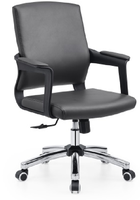 Chaise de bureau ergonomique moderne en cuir PU avec base en aluminium chromé pour la maison, le bureau, l'hôtel, l'école, l'hôpital