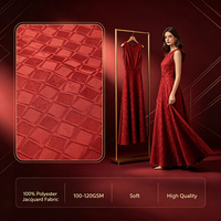 Tissu Jacquard Pas Cher Direct Usine 100% Polyester Poids Moyen Toucher Doux Design Personnalisé pour Robe Vêtement Femme