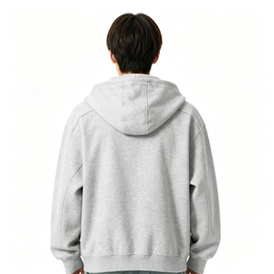 Sweat à capuche zippé personnalisé vierge en coton épais 350 g/m² coupe oversize avec impression de lettres en relief vintage – Fabricant - Product Image 2