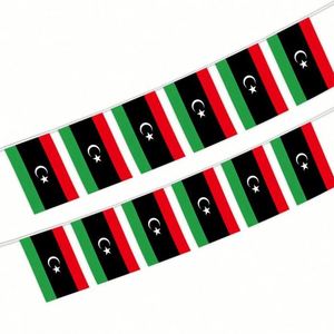 Guirnalda de Banderines Rectangulares de Poliéster con la Bandera de Libia, Decorativa para Eventos Nacionales, Resistente a la Intemperie - Product Image 1