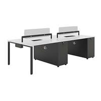 Meubles de bureau modernes, bureau ouvert pour 4 personnes avec panneaux d'intimité et meubles de rangement