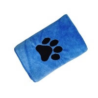Serviette absorbante pour animaux de compagnie avec logo brodé en forme de patte pour le bain et le nettoyage des chats et des chiens