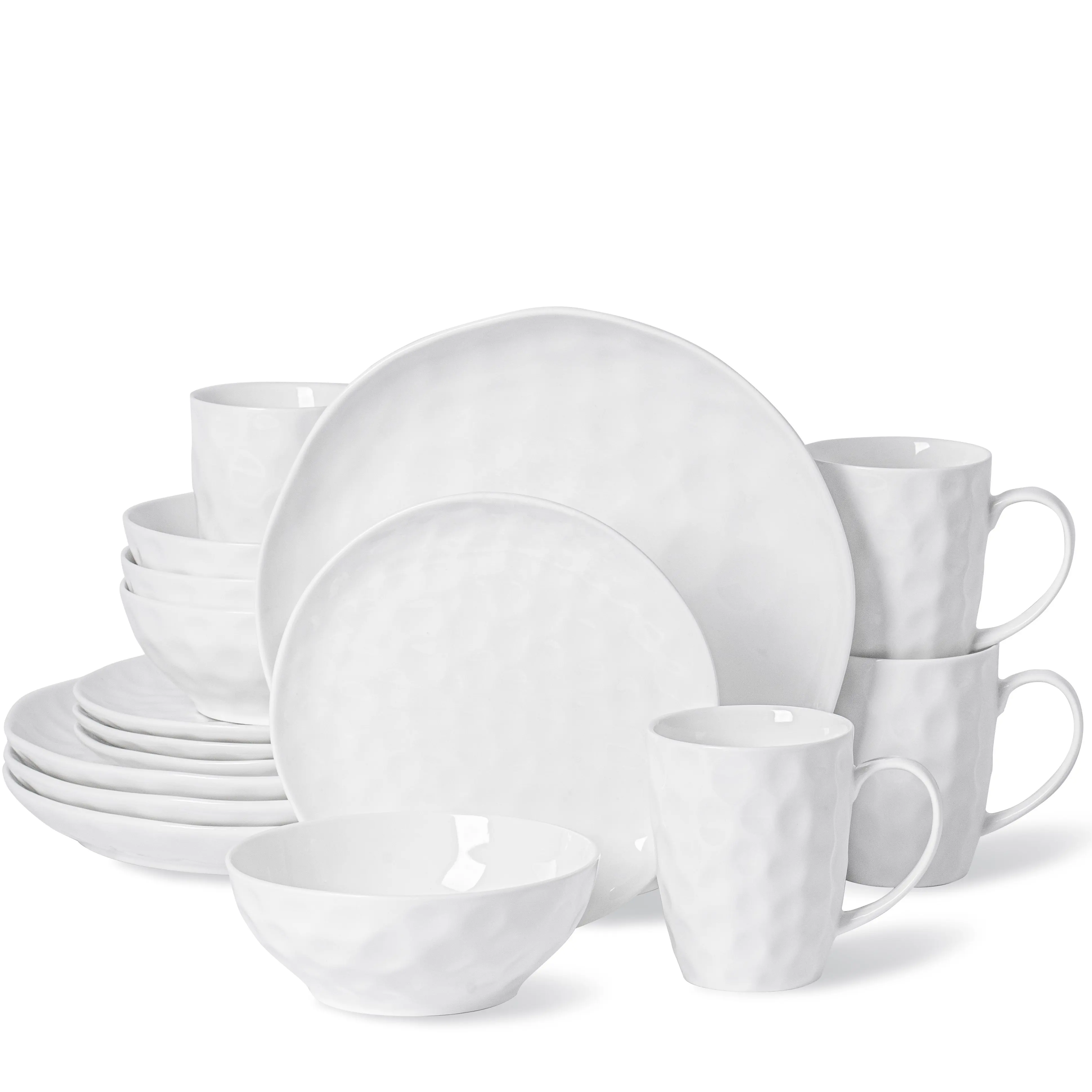 Juego de platos grandes de cerámica para cocina, set de platos de arroz, ensalada, fideos, plato de sopa, vajilla de gres con taza, 16 Uds.