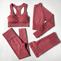 Penjualan laris Set Fitness Yoga tanpa kelim wanita pakaian olahraga setelan Yoga pakaian olahraga kebugaran Gym 2/3/4 potong