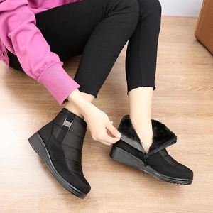 Botas de Invierno para Mujer, Impermeables, Forradas de Piel, con Plataforma y Tacón de Cuña, Botines Clásicos Cálidos para la Nieve con Cremallera Lateral para Clima Frío - Product Image 2