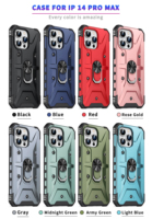 Durable híbrido TPU + PC diseñador iPhone 15 pro Max funda a prueba de golpes fundas de teléfono con soporte de anillo de montaje de coche para iPhone 13 pro Max