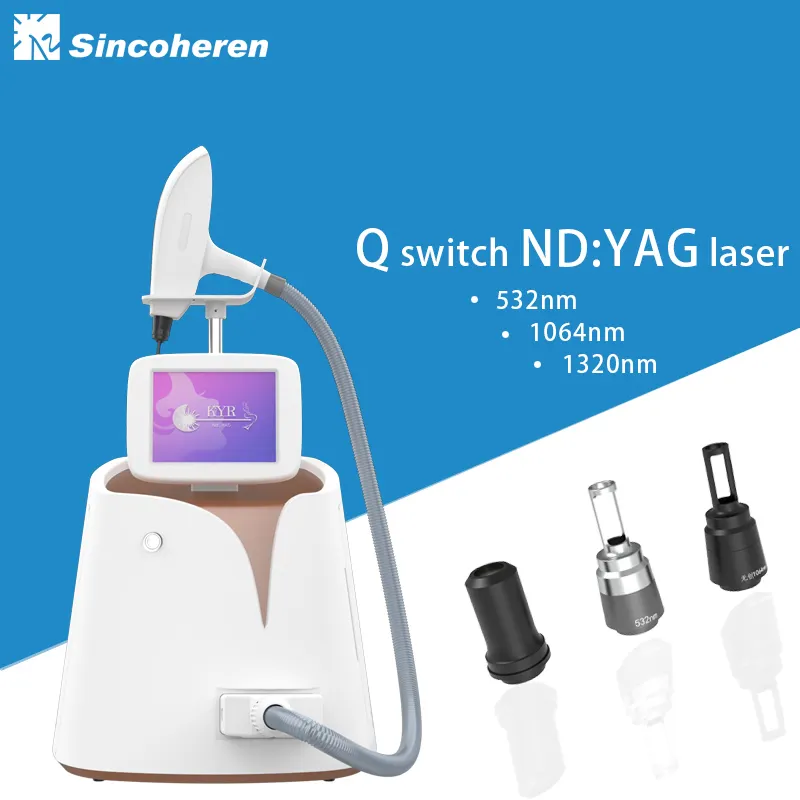 Sincoheren Q Switched ND Yag laser Loại bỏ hình xăm vẻ đẹp máy mini Bắc Kinh 1064nm dài xung