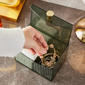 Boîte de rangement transparente pour cosmétiques, avec couvercle, compartiments divisés pour cotons-tiges, éponges de maquillage, pinceaux, organisateur de bureau - Product Image 2