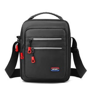 Sac messager sport OEM, petit sac bandoulière en Oxford imperméable avec fermeture éclair, poignées rouges et poches avant pour usage quotidien - Product Image 2
