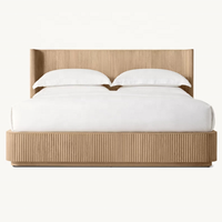 Lit double en bois massif simple américain, meubles de chambre à coucher, chêne, villa, hôtel, vente directe d'usine, personnalisable