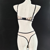 Haute qualité Ultra mince Sexy soutien-gorge ensemble dentelle broderie sous-vêtements push-up dentelle Bikini culotte pour gros seins Logo positionné taille