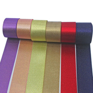 Penjualan Panas Pita Satin Metalik Emas 2.2cm Dua Sisi untuk Pernikahan & Natal 100% Poliester 100 yard/gulungan - Product Image 5