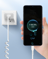 Vente en gros de cordon de chargeur de données rapide, câble enroulé filaire rétractable, ressort 3 en 1 PVC blanc de type C à C, câble pour téléphone Android, tresse