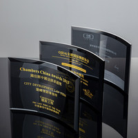 Médaille d'honneur créative en cristal noir, certificat, lettre de nomination, récompense personnalisée pour réunion annuelle, fournisseur excellent, équipe d'employés
