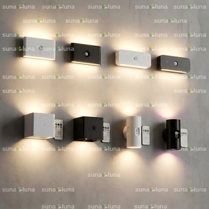 Luz Nocturna Inteligente Magnética Moderna con Sensor <span class=keywords><strong>de</strong></span> Movimiento, Funciona con Batería, Luz LED Ambiental para Pasillo, Montada en la Pared - Product Image 1