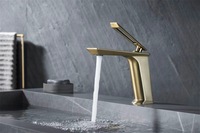 A0218H Robinet de lavabo vertical pour salle de bain Robinet d'évier en cuivre avec bobine en céramique Mélangeur d'eau chaude et froide Robinet de lavabo à poignée unique