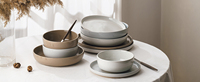 Service de vaisselle en mélamine durable sans BPA, moderne et écologique de haute qualité, 12 pièces, assiettes et bols allant au lave-vaisselle