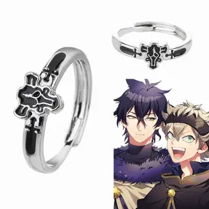 Hot New Style Anime Black Clover Smart Ring Creative Opening Adjustable Alloy Ring for Cosplay Prop Rings