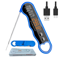 Thermomètre numérique étanche rechargeable pour viande avec grand écran LED en plastique pour four, fumoir et barbecue intérieur/extérieur