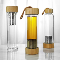 Bouteille en verre à Double paroi de 16oz, avec infuseur à thé, pour le thé et l'eau, de haute qualité