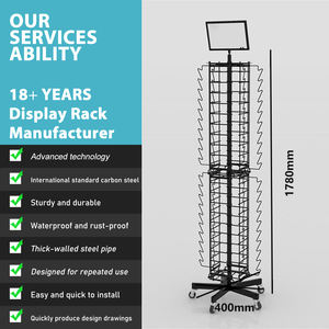 Marco de metal giratorio Organizador de gafas Estante Piso Gafas de sol Torre Soporte de exhibición con ruedas extraíbles - Product Image 4