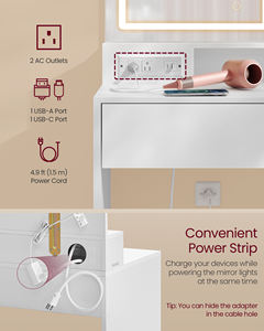 <span class=keywords><strong>VASAGLE</strong></span> Table de maquillage moderne avec prises de courant 90cm Petite table de courtoisie avec chaise Luminosité réglable <span class=keywords><strong>Coiffeuse</strong></span> - Product Image 6