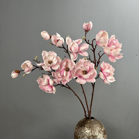 Vente directe usine – Grande branche de magnolia artificielle en soie de 98 cm, fleur douce de style chinois, idéale pour la décoration intérieure et les mariages
