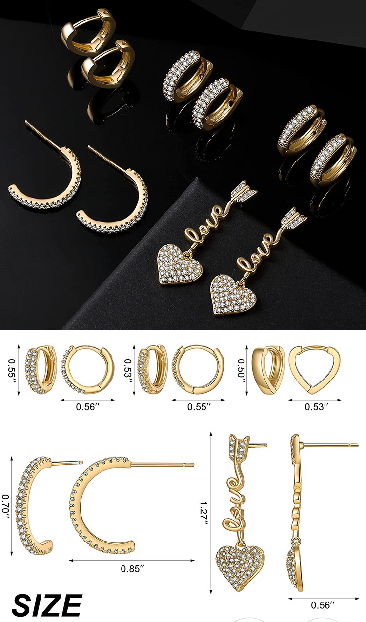 Pendientes de moda Trend 2021 Pendientes de declaración Custom Heart Heart Heart Dangle Huggie Hoop Pendientes