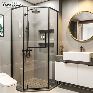 Fabricants <span class=keywords><strong>de</strong></span> cabines <span class=keywords><strong>de</strong></span> <span class=keywords><strong>douche</strong></span> sur mesure, cabine <span class=keywords><strong>de</strong></span> <span class=keywords><strong>douche</strong></span> en forme d'angle Black Diamond avec cadre en acier inoxydable 304 - Product Image 2