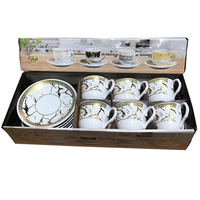 Ensemble de tasses à thé en porcelaine de style arabe de luxe 90ml tasse à café expresso en céramique et soucoupe lot de 6 pour les fêtes à la maison