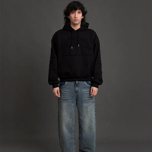 Sudadera con capucha con relieve sólido informal French Terry Heavyweight Oversized Unisex Custom Relieve Sudadera con capucha Fabricantes de ropa - Product Image 3