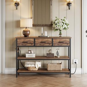 Table console moderne en bois SENYU avec 3 tiroirs pour l'arrière du canapé, idéale pour le salon, l'entrée et le rangement dans le couloir - Product Image 5