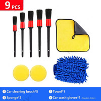 Brosse de nettoyage pour interstices domestiques, brosse de nettoyage automobile, brosse de détaillage pour le cirage, nettoyage des sorties d'air conditionné, ensemble de 9 pièces à poils en nylon