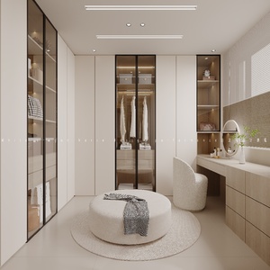 Dressing intégré de luxe avec espace vestiaire, armoire sur mesure en bois massif pour <span class=keywords><strong>suite</strong></span> parentale - Product Image 1