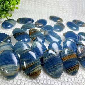 بيع عالية الجودة الطبيعية العقيق الأزرق مصقول حجر النخيل البيضاوي شبه الثمينة الكريستال الشفاء الروحي للهدايا - Product Image 2