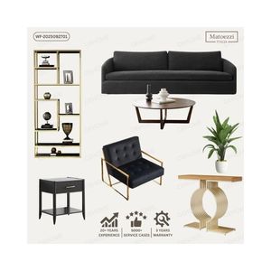 Luxury Modern Tufted Living Room Furniture Set Comfortable <b>Sofa</b> Armchair Bookshelf Console <b>Table</b> Coffee <b>Table</b> Dining Hotel Villa - Product Image 1