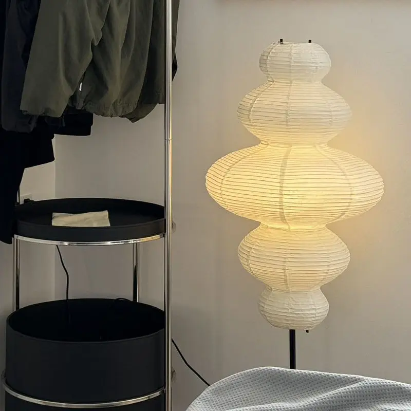Wabi Sabi Unique Shape Rice Paper Floor Lamp For Living Room Bedroom LED Creative Standing Floor Lamp