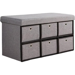 Panca Pieghevole Multifunzionale in Tessuto con 6 Cassetti, Perfetta per Camera da Letto o Ingresso - Product Image 1